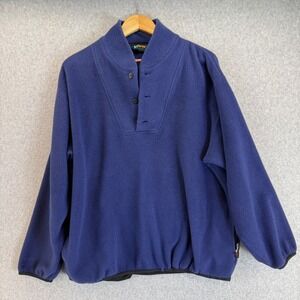 Ebtek Eddie Bauer Polartec‎ Fleece Jacket Pullover Mens Blue 1/4 Button Outdoor
